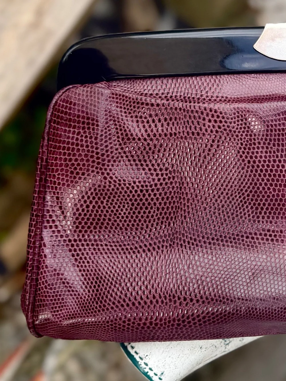 Vtg 1950s BAGHEERA Purple Lizard Skin Clutch Bag Italy Mid Century Mod Pinup MIN